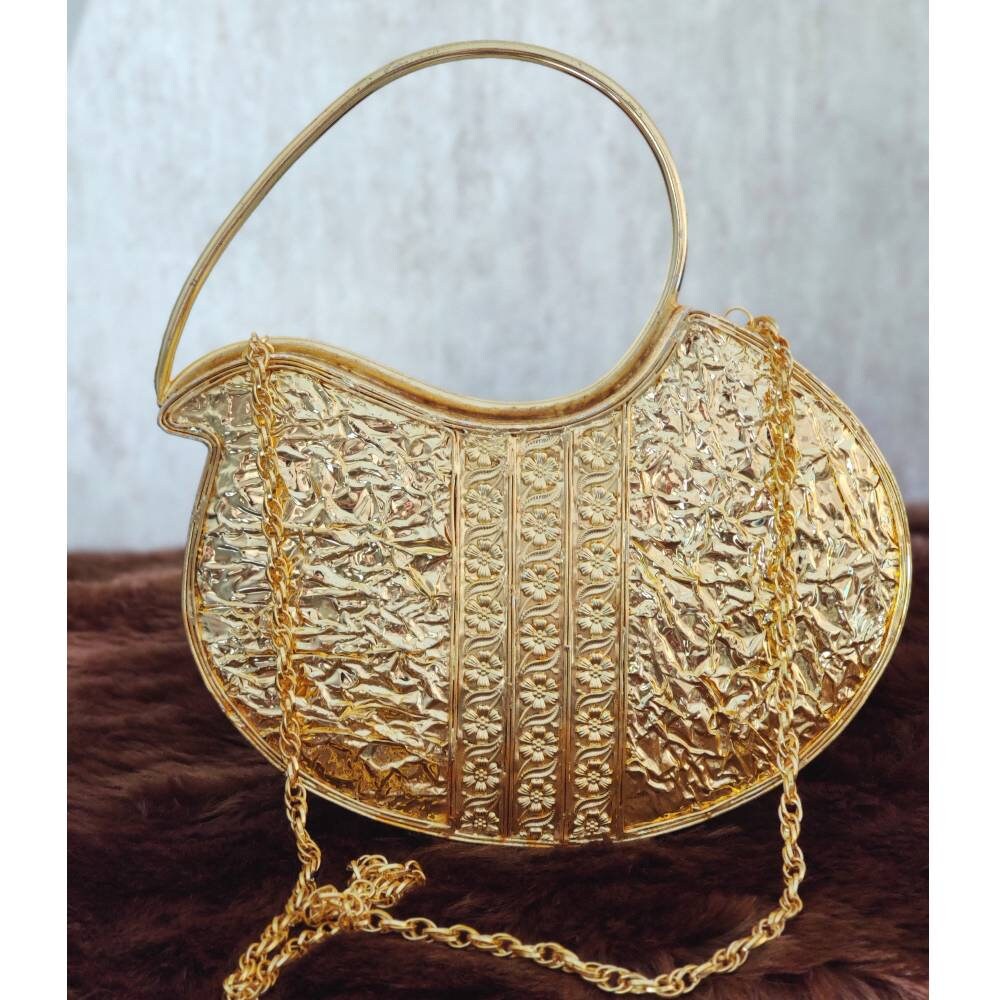 Gold brass metal Clutch Cream Resin clutch,Party Purse  Clutch Sling, Wedding Bridal Bag, Gold Evening Clutch, Gold wedding clutch Gift