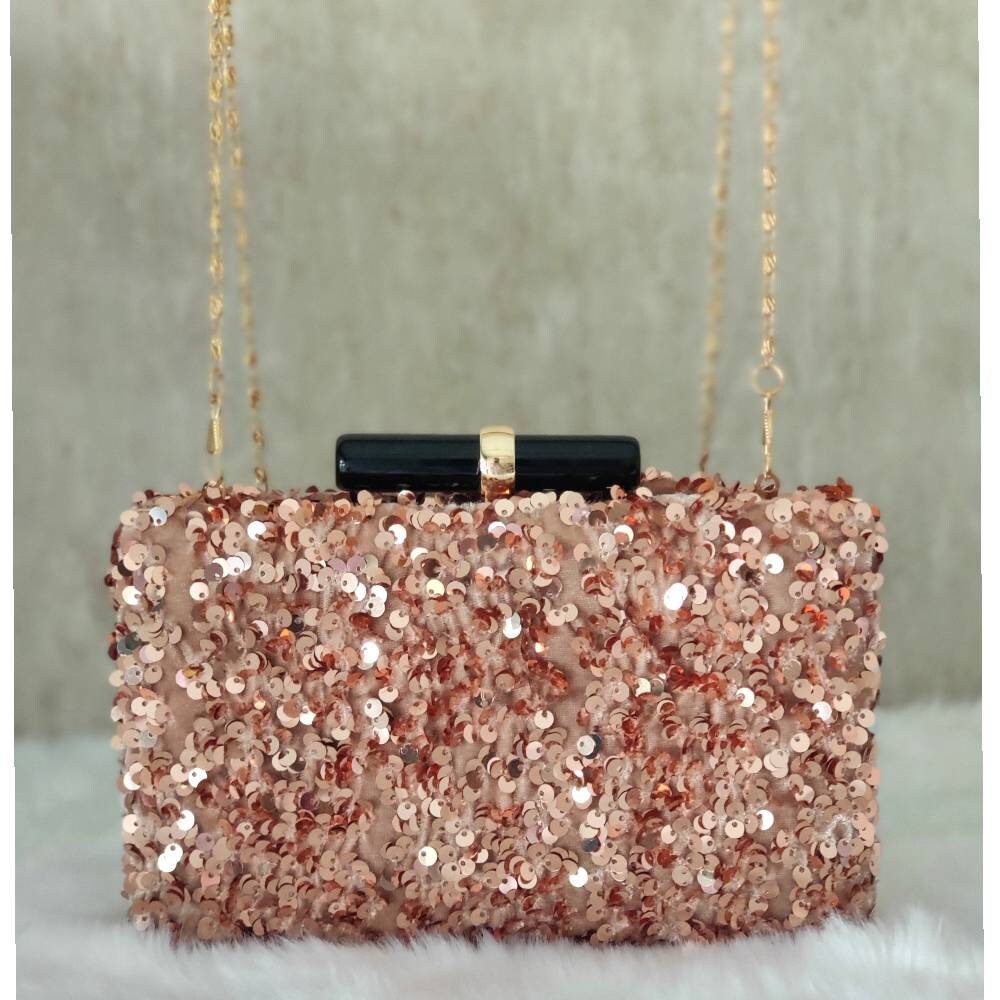 Peach pink color velvet sequin Embroidered embellished Evening Clutch  , Party Purse Indian Zardozi Clutch Sling,Wedding Bridal Bag,Gift