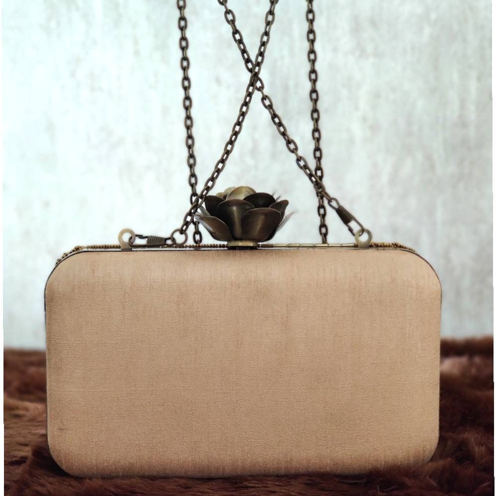 Gold Evening Clutch Handbag , Party Purse Indian Zardozi Clutch Sling, Wedding Bridal Bag, Embellished  Evening Clutch, Gift