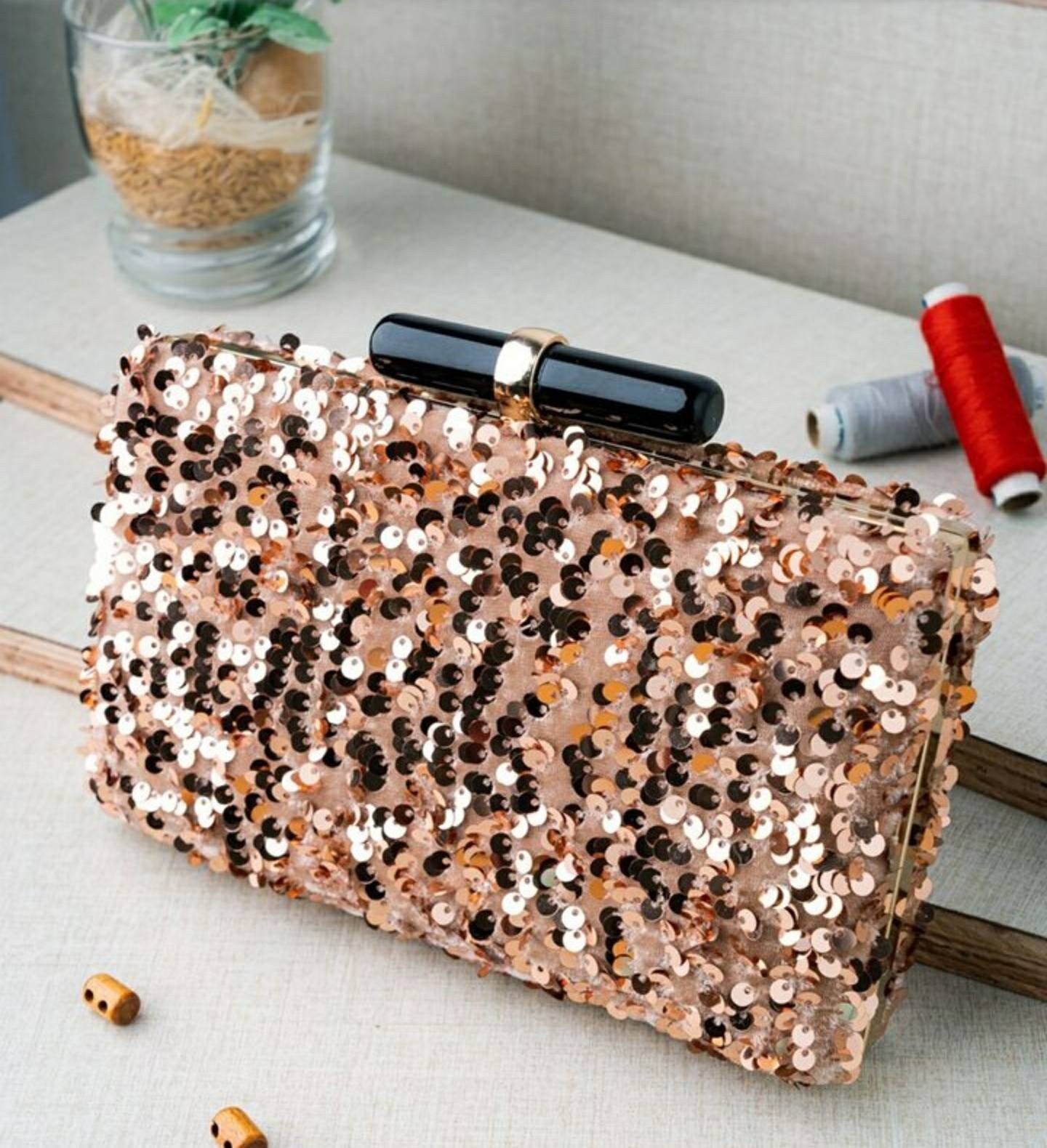 Peach pink color velvet sequin Embroidered embellished Evening Clutch  , Party Purse Indian Zardozi Clutch Sling,Wedding Bridal Bag,Gift