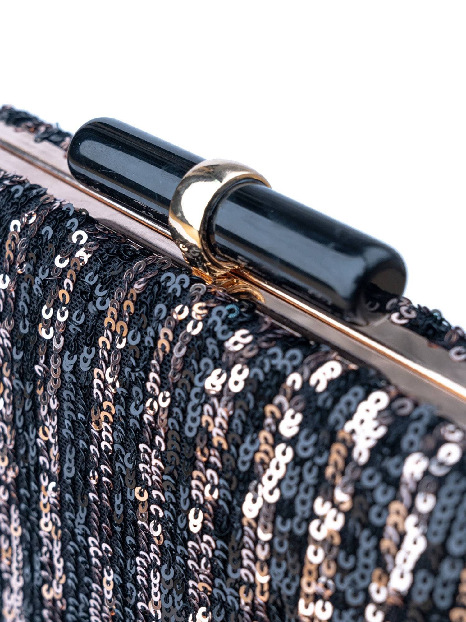 Black Gold sequin Evening Clutch Handbag , Party Purse Indian Zardozi Clutch Sling, Wedding Bridal Bag, Embellished  Evening Clutch, Gift