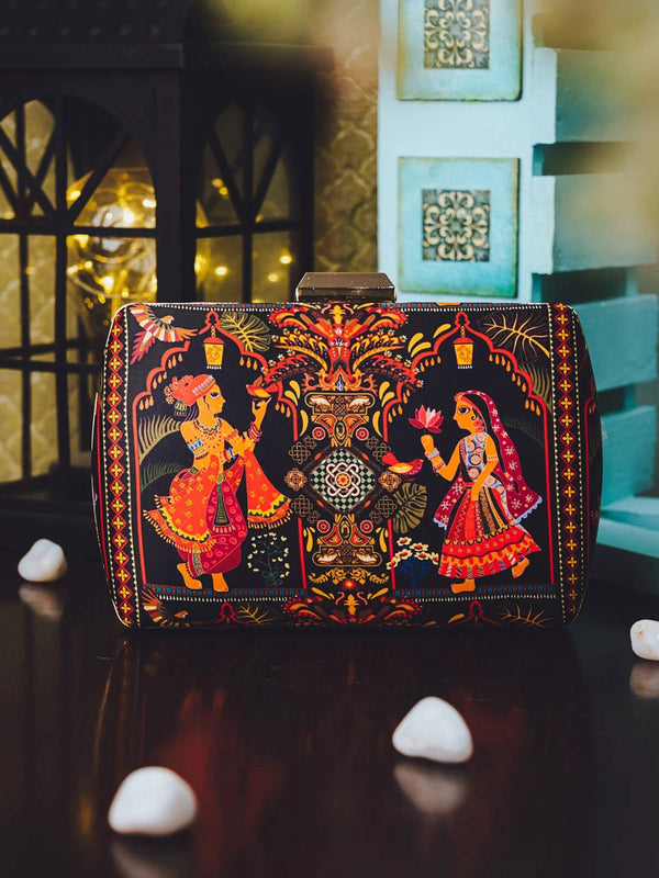 Printed  Metal evening Clutch handbags | Evening clutches | Indian art bags | Gift for girlfriend| Gift for sister | Birthday gift