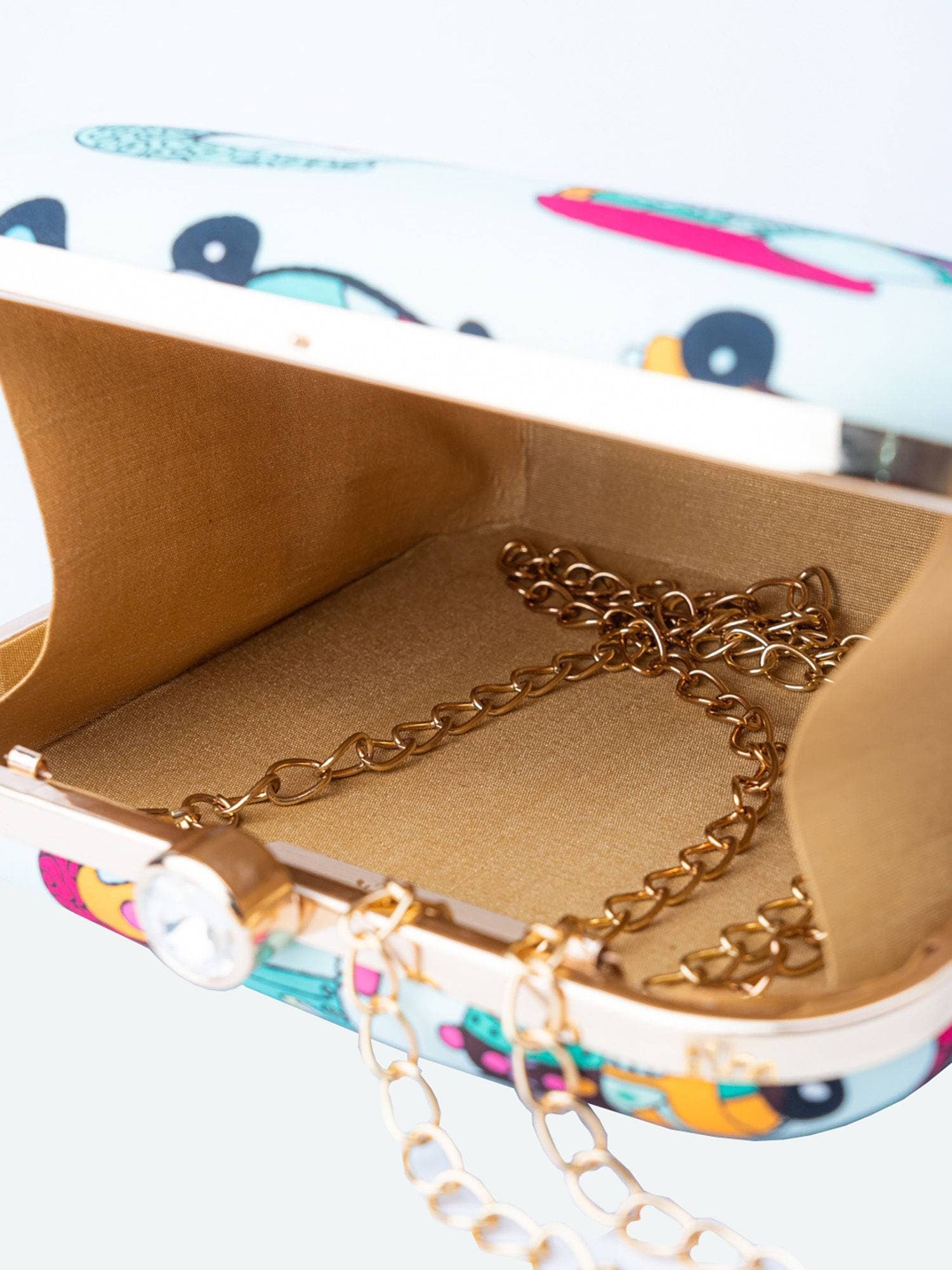 Blue  Scooter Printed Square shape Clutch handbags | Evening clutches | Gift for girlfriend| Gift for sister | Gift for her