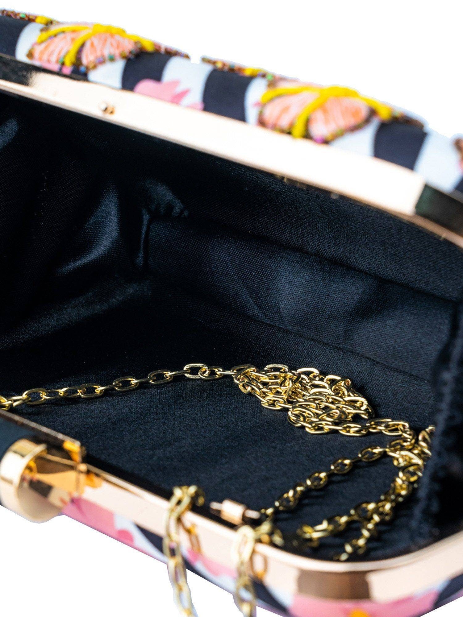 White floral printed Embroidered embellished Evening Clutch  , Party Purse Indian Zardozi Clutch Sling,Wedding Bridal Bag,Gift for her