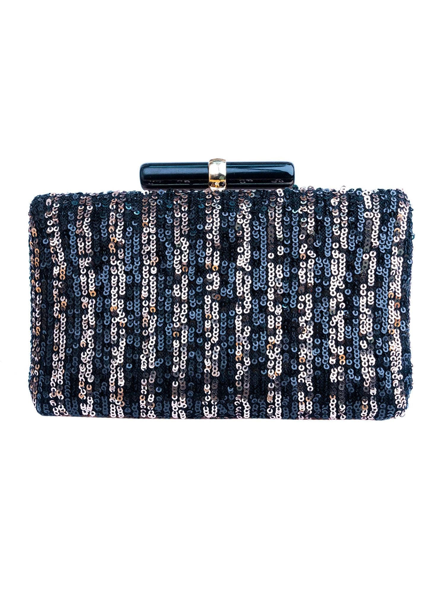 Black Gold sequin Evening Clutch Handbag , Party Purse Indian Zardozi Clutch Sling, Wedding Bridal Bag, Embellished  Evening Clutch, Gift