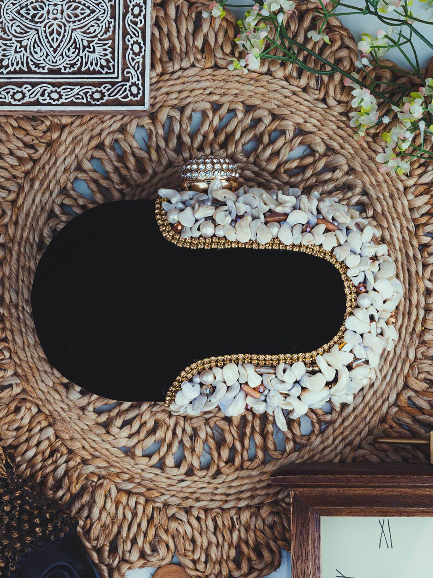 Black velvet Clutch , Party Purse Indian Zardozi Clutch Sling, Wedding Bridal Bag, Embellished Embroidered Evening Clutch, Gift