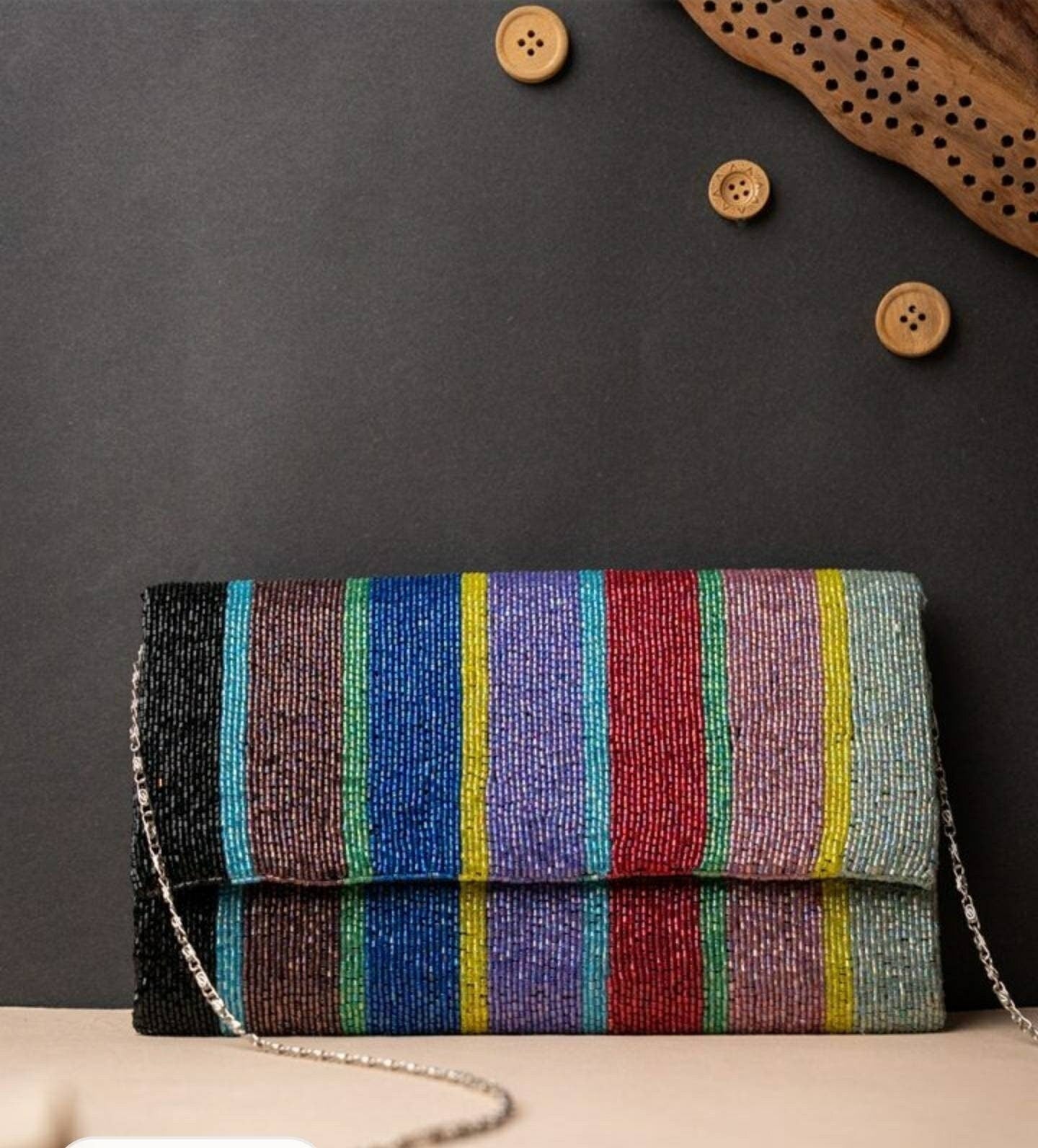 Rainbow Pipework Evening Clutch Handbag , Party Purse Indian Clutch Sling, Wedding Bridal Bag, Embellished Embroidered Evening Clutch, Gift