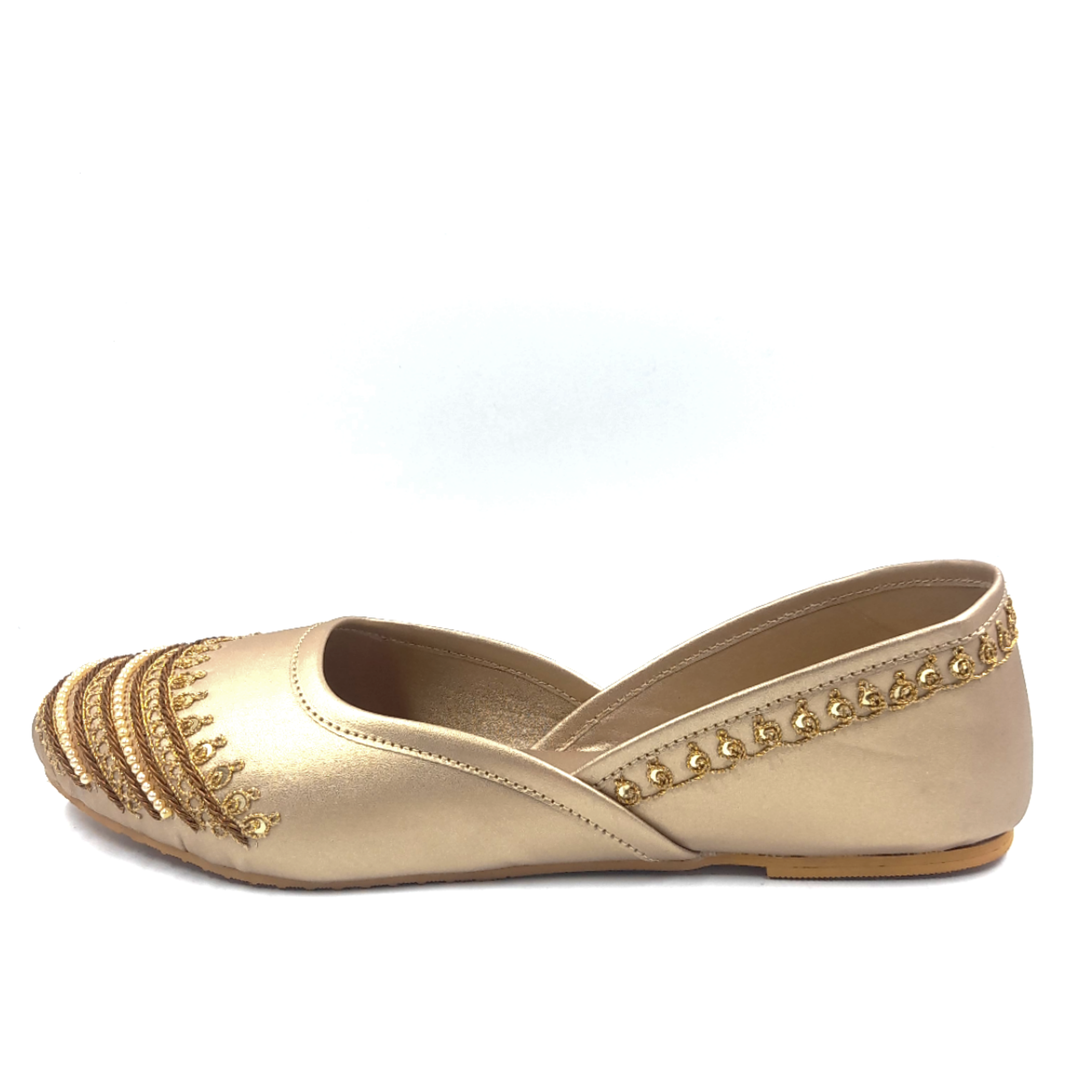 Gold women leather women rajasthani mojdi – Shrivas by Archita Mehta